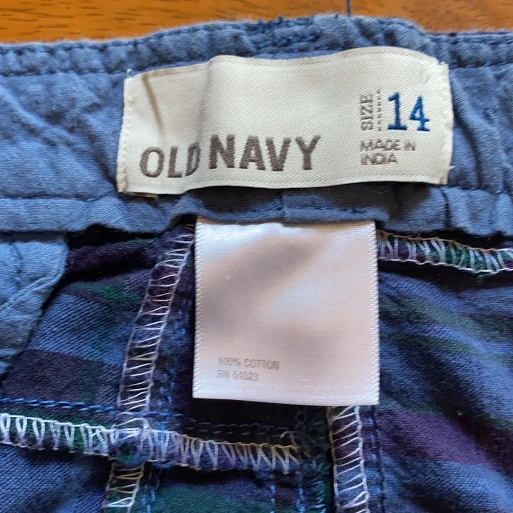 Old Navy Blue Purple Plaid Skirt 14 EUC